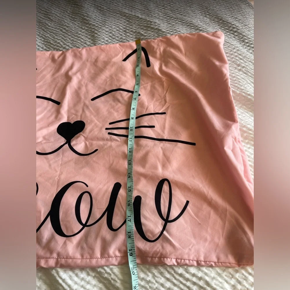 MEOW Pink Cat Pillowcase with Black Design
